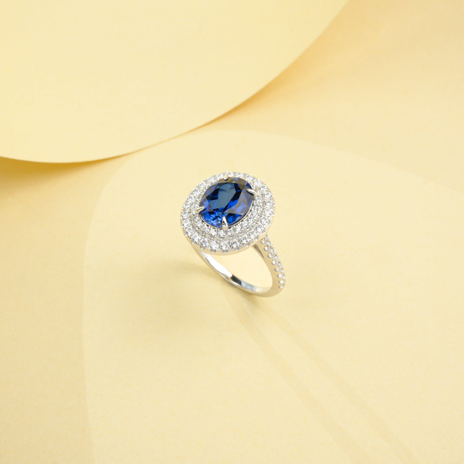 925 Sterling Silver Lab Sapphire Diamond Ring, Minimalist for Women - Photo 4