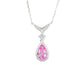S925 Sterling Silver Lab Padparadscha Teardrop V-Shape Pave Pendant Necklace, Date for Women - Photo 5