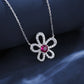 S925 Sterling Silver Lab Ruby Choker, Sunflower Premium - Photo 2