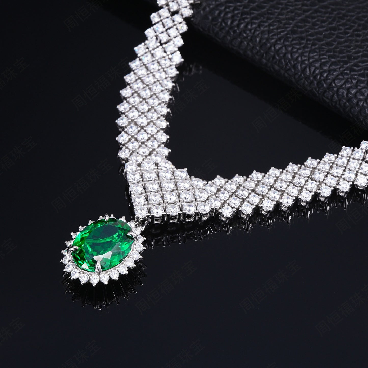 Tsavorite Necklace 925 Silver Vintage - Photo 2