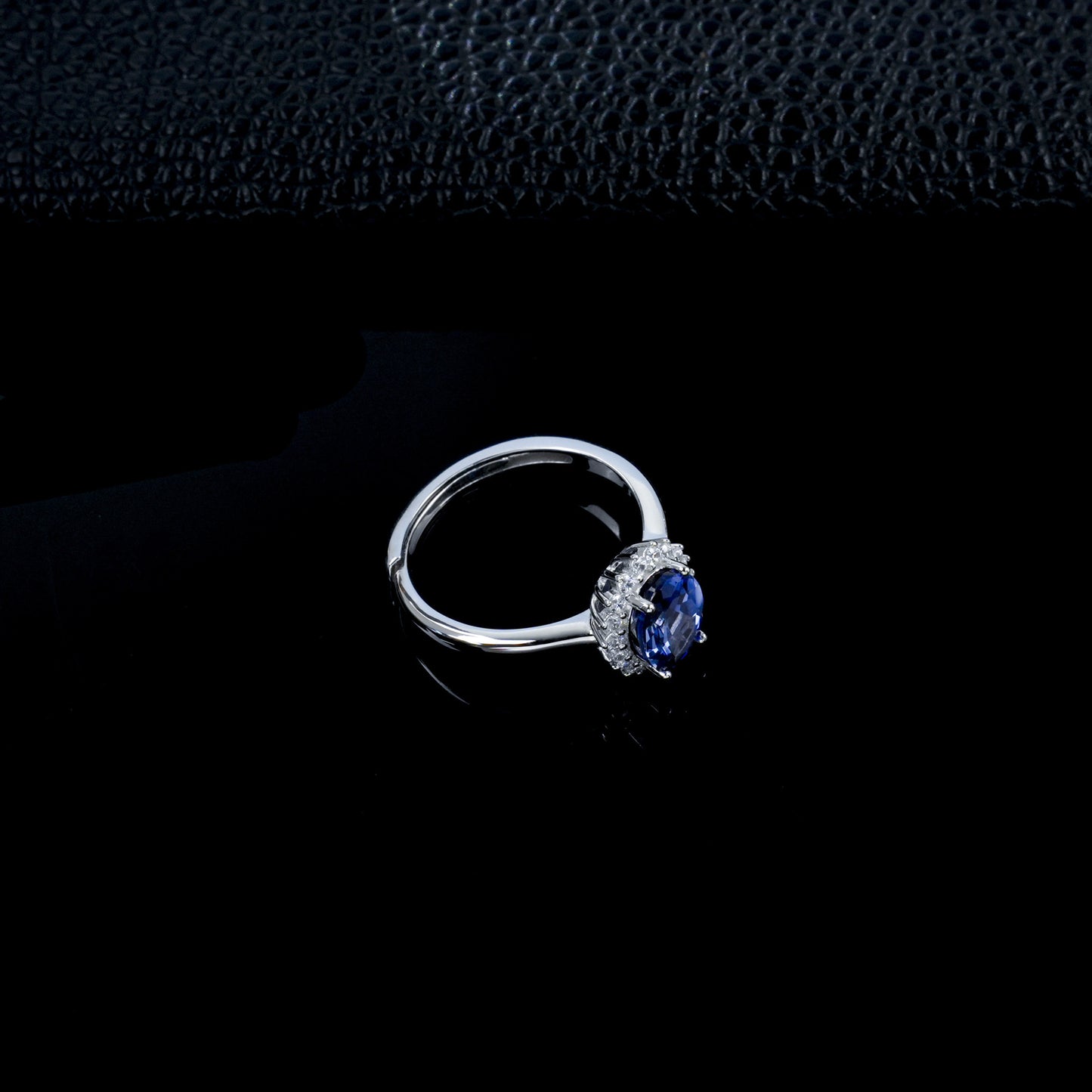 Sunflower Halo Lab Sapphire Open Ring S925 Silver, Jewellery Accessory - Photo 3