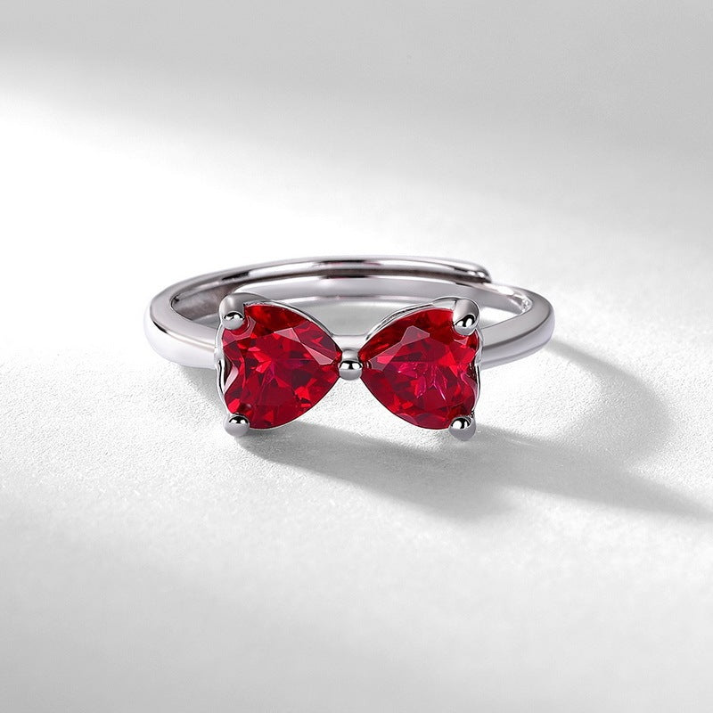 S925 Sterling Silver Lab Pigeon Blood Ruby Ring, Versatile Romantic Classic for Women - Photo 2