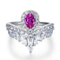 S925 Sterling Silver Lab coloured Gemstone Teardrop Crown Ring, Crown Proposal Birthday - Photo 5
