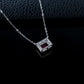Old Money Style Square Lab Ruby Pendant S925 Sterling Silver Diamond Necklace, Premium - Photo 4