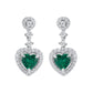 S925 Sterling Silver Lab Emerald Heart Halo Long Drop Earrings, for Women - Photo 5