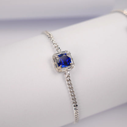 S925 Sterling Silver Lab Sapphire Bracelet, Versatile Premium Vintage - Photo 4