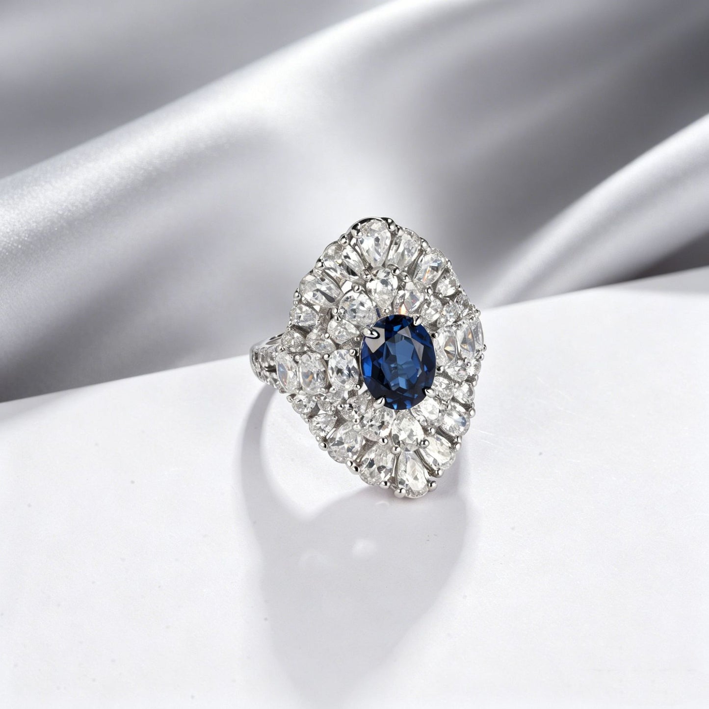 Lab Sapphire Ring 925 Silver, Design Minimalist Purple - Photo 4