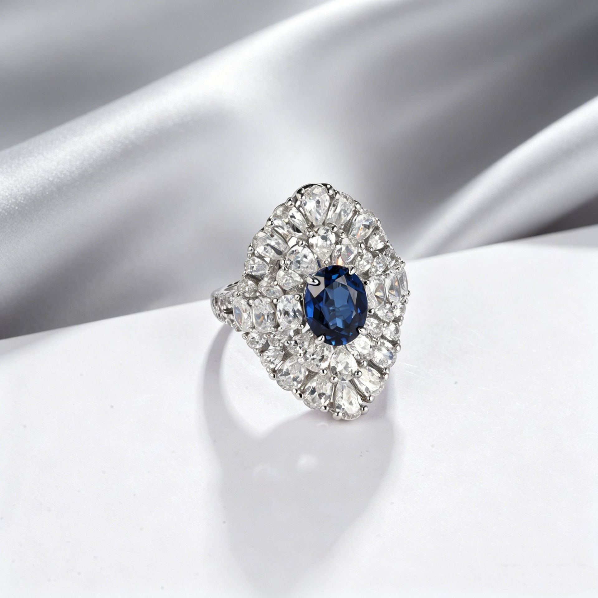 Lab Sapphire Ring 925 Silver, Design Minimalist Purple - Photo 4