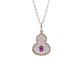 S925 Silver Rose Gold Lab Ruby Gourd Necklace, Style Full Diamond - Photo 5