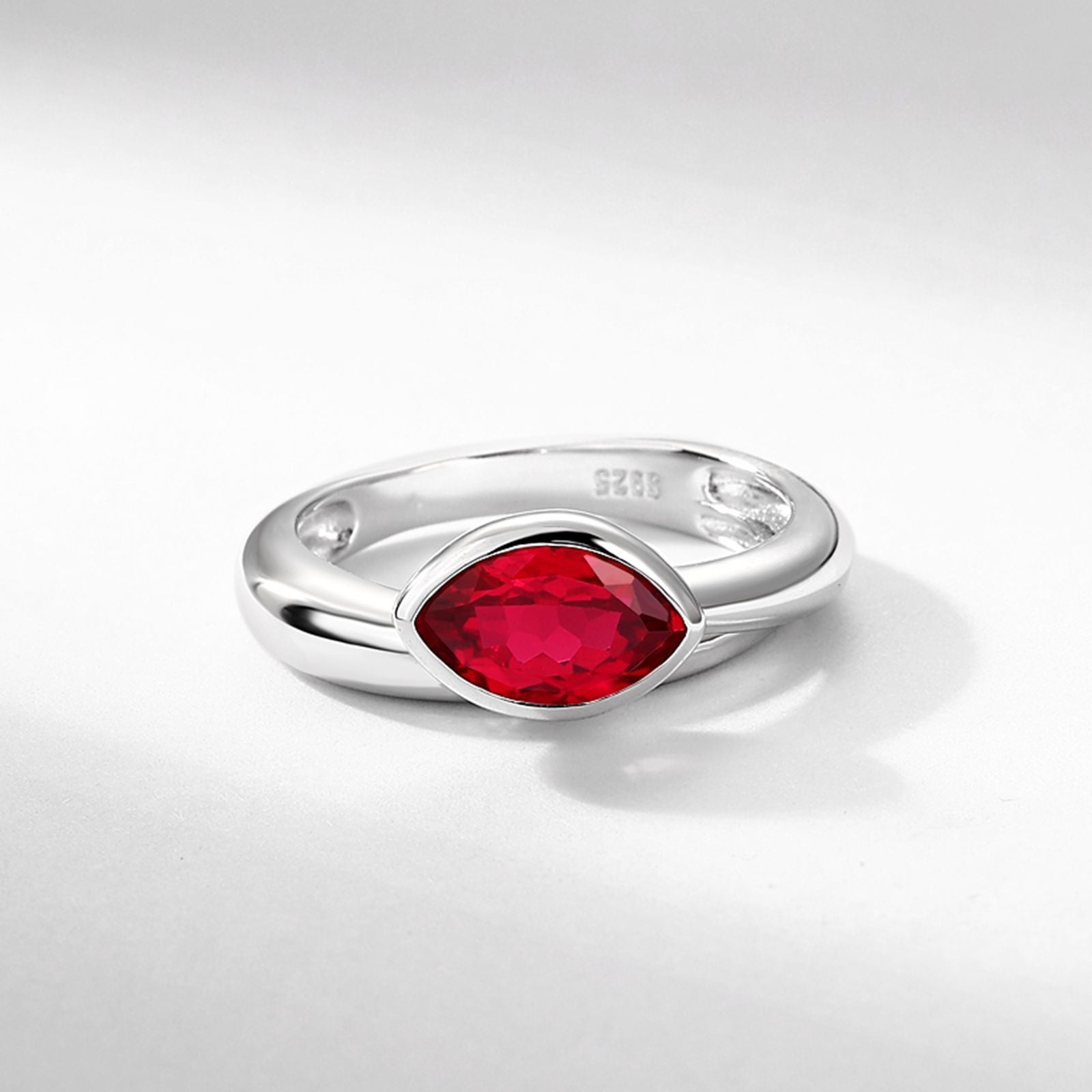 S925 Sterling Silver Lab Pigeon Blood Ruby Ring, Premium for Women - Photo 2