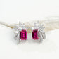 S925 Sterling Silver Lab Ruby Square Earrings, Premium Versatile Bestie - Photo 1