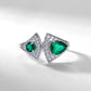 925 Sterling Silver Lab Emerald Double-Stone Ring, Unique Versatile - Photo 2