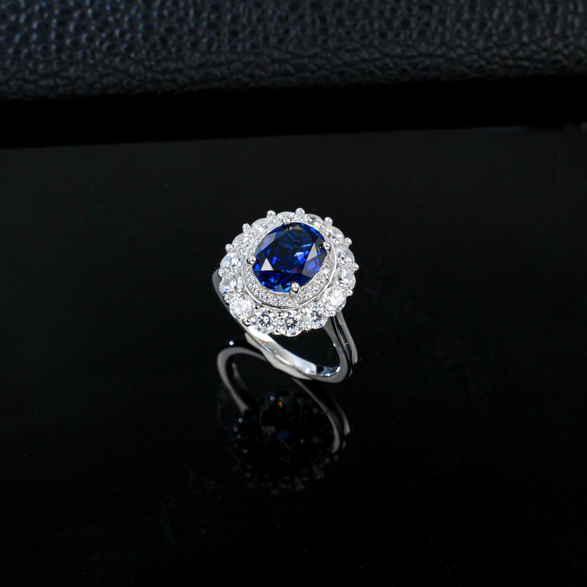 S925 Sterling Silver Lab Sapphire Ring, Premium Jewellery - Photo 3