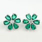 925 Sterling Silver Lab Emerald Flower Stud Earrings for Women, Cute Premium - Photo 1