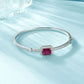 S925 Sterling Silver Lab Ruby Bangle, Square Simple Small - Photo 2