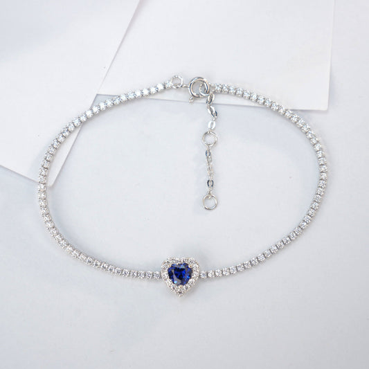S925 Lab Sapphire Bracelet, Versatile Sterling Silver - Photo 3