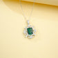 S925 Sterling Silver Lab Emerald Necklace, Diamond Choker Design - Photo 4