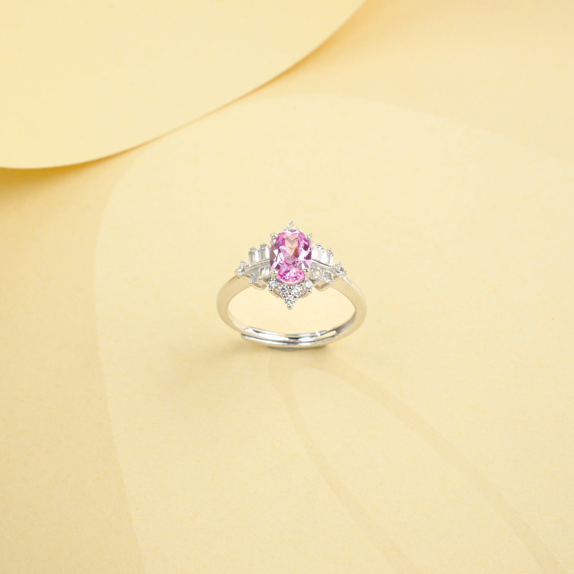 S925 Silver Padparadscha Pink Sapphire Ring, Stone Elegant Ring - Photo 3