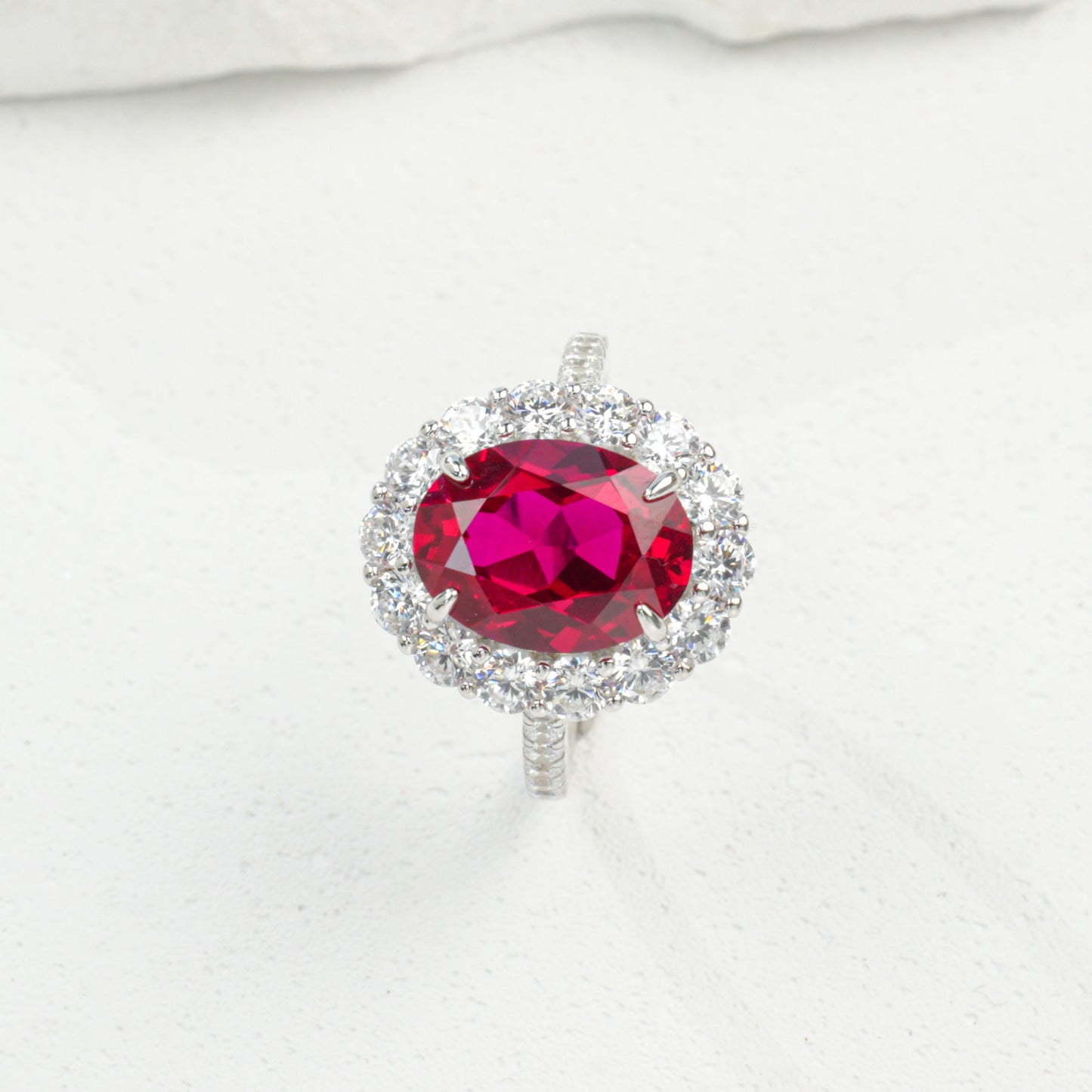 925 Sterling Silver Lab Ruby Ring for Women, Premium Fresh - Photo 2