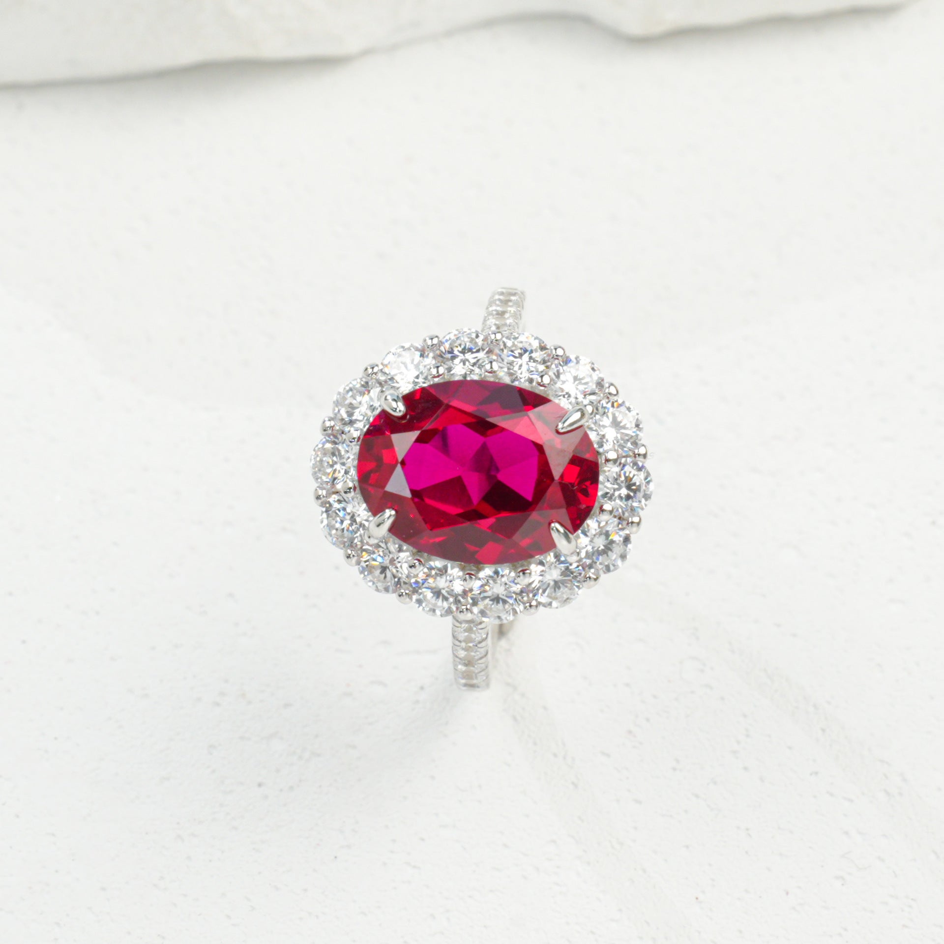 925 Sterling Silver Lab Ruby Ring for Women, Premium Fresh - Photo 2