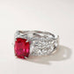 925 Silver Lab Ruby Stacking Ring for Women, Unique 2-in-1 Design - Photo 2