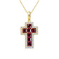 S925 Silver Lab Ruby Pendant, Diamond Halo Vintage - Photo 5