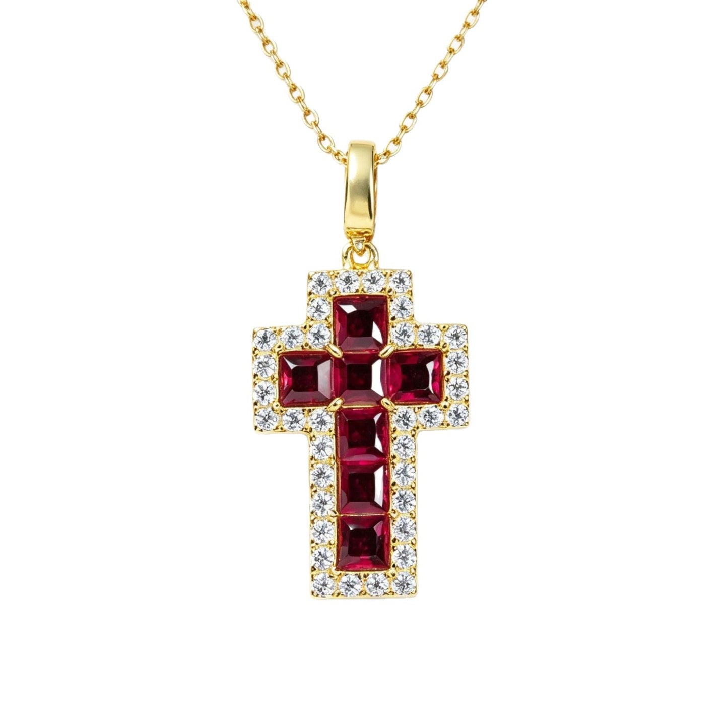 S925 Silver Lab Ruby Pendant, Diamond Halo Vintage - Photo 5