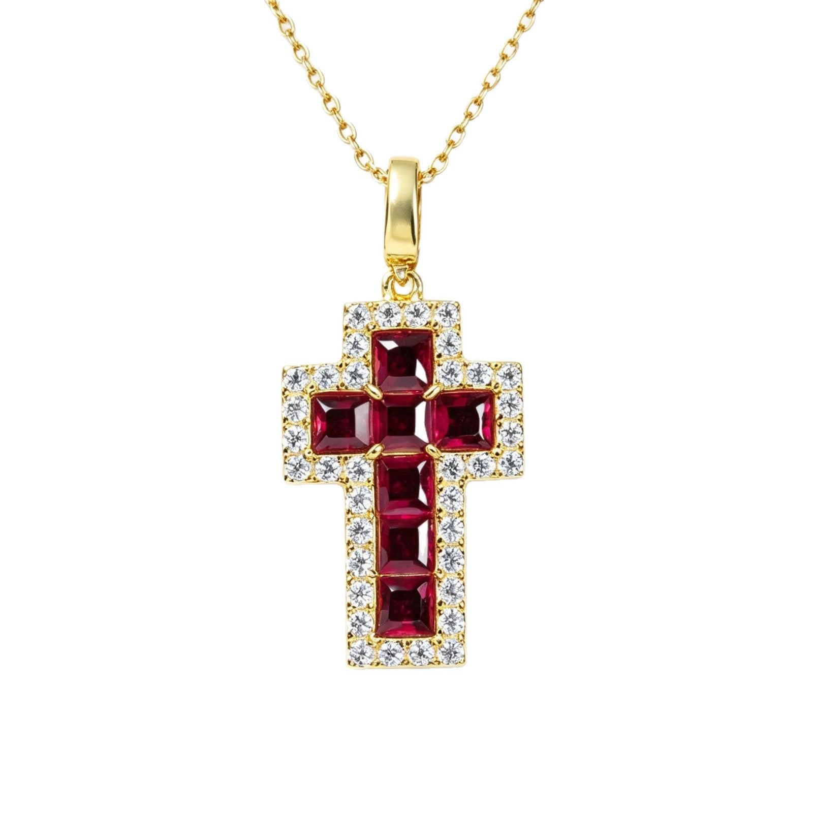 S925 Silver Lab Ruby Pendant, Diamond Halo Vintage - Photo 5