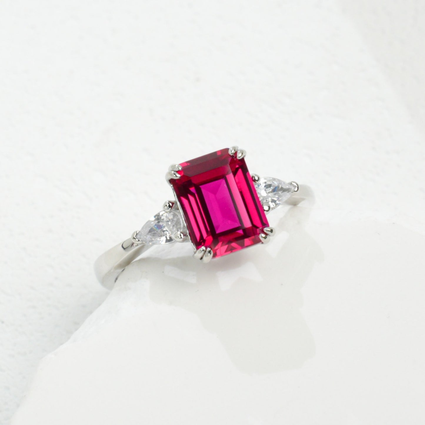 S925 Sterling Silver Lab Ruby Ring for Women, Vintage Premium - Photo 1