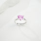S925 Silver Heart Pink Diamond Simple Solitaire Girly coloured Gemstone Women's Ring - Photo 5