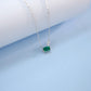 S925 Silver Lab Emerald Necklace Square Unique Premium - Photo 4