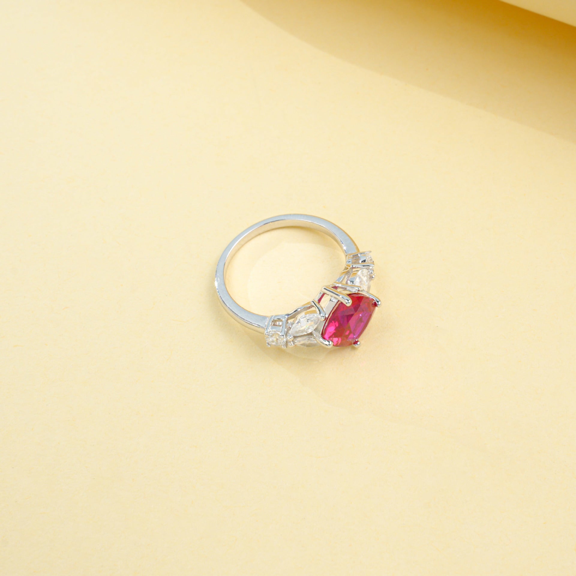 S925 Sterling Silver Lab Ruby Ring for Women, Versatile Designer - Photo 5