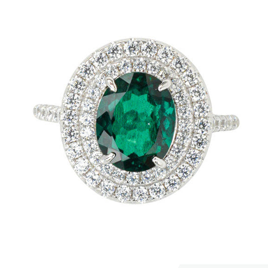 925 Sterling Silver Gold-Plated Lab Emerald Ring for Women, Versatile - Photo 1