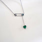 S925 Sterling Silver Lab Emerald Paperclip Pendant Choker Necklace, Minimalist Gift - Photo 4