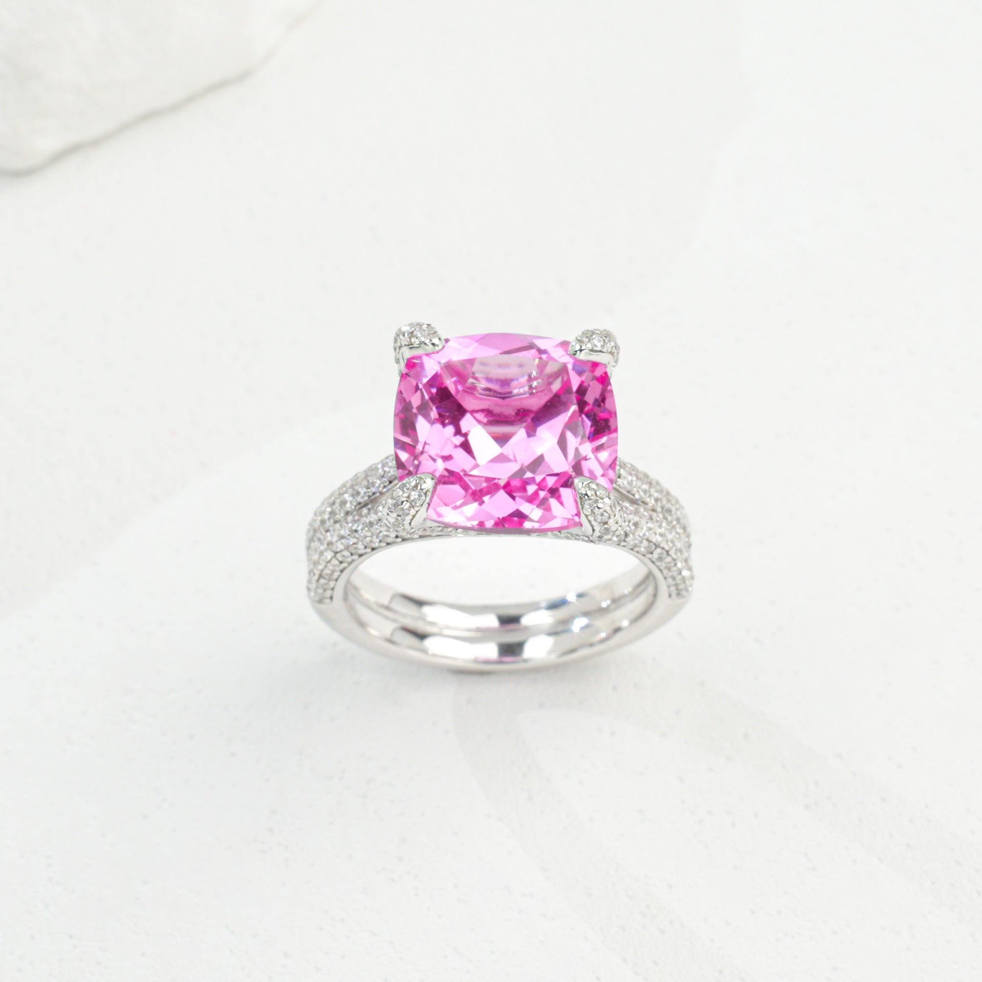 S925 Sterling Silver Lab Padparadscha Ring for Women, Versatile - Photo 6
