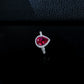 Teardrop Lab Ruby Ring 925 Silver Diamond Design, Premium Proposal Engagement - Photo 4