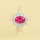 S925 Sterling Silver Lab Ruby Sunflower Ring for Women, Vintage Versatile Premium - Photo 1