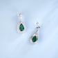 S925 Sterling Silver Lab Emerald Stud Earrings, Teardrop Sparkling Diamond - Photo 2
