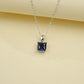 S925 Silver Square Lab Sapphire Simple Solitaire Versatile Women's Choker - Photo 4