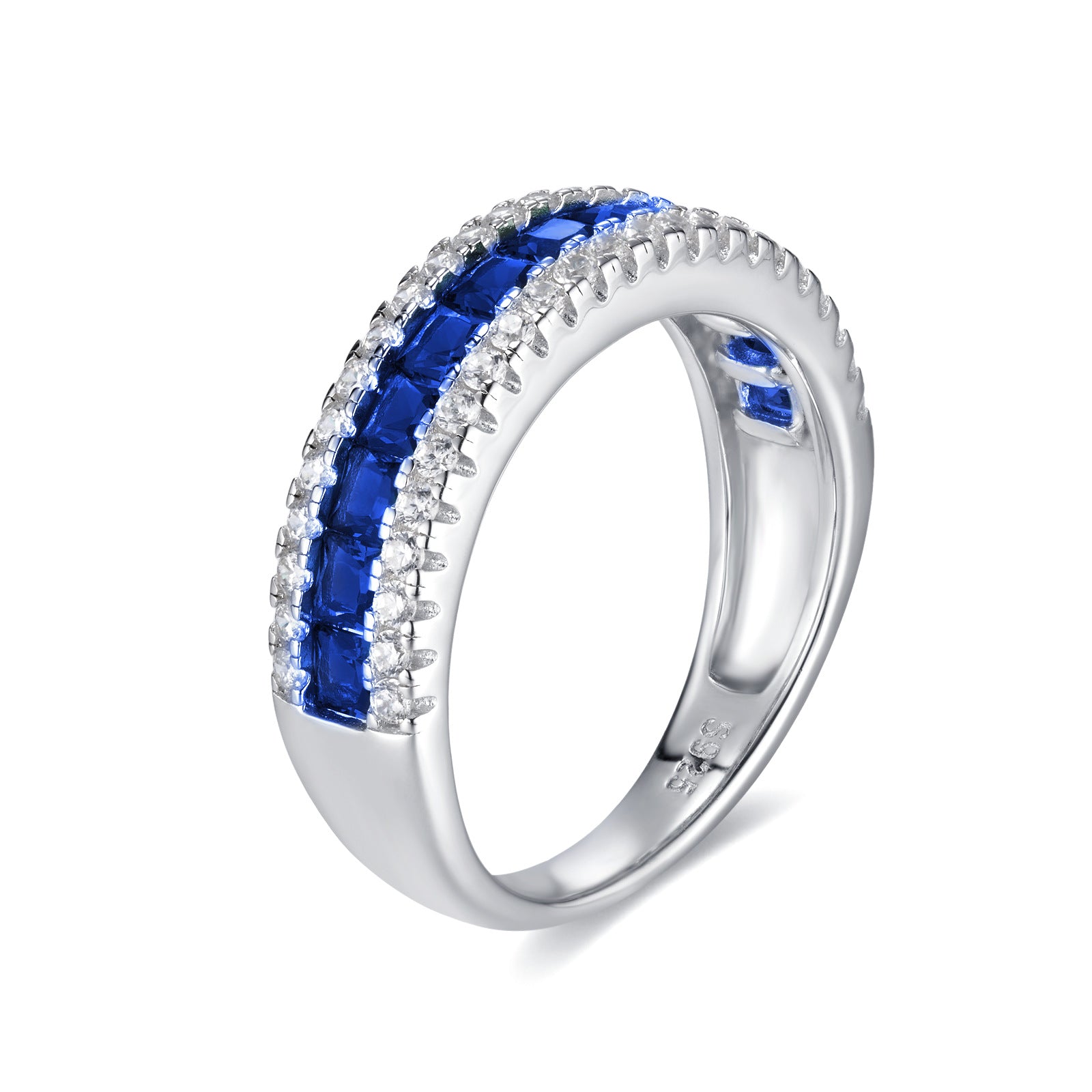 Couple Rings S925 Sterling Silver Pave Lab Sapphire Full Diamond, Business - Photo 6
