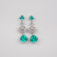 S925 Silver Lab Paraiba Tsavorite Heart Hollow Drop Long Evening Earrings - Photo 3