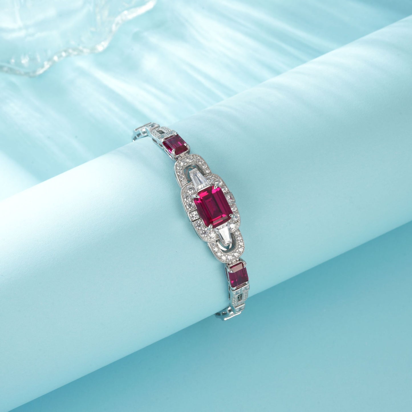 Fresh Sweet S925 Sterling Silver Ruby Bracelet, Premium - Photo 3