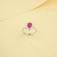 S925 Sterling Silver Lab Ruby Sunflower Ring for Women, Vintage Versatile Premium - Photo 3