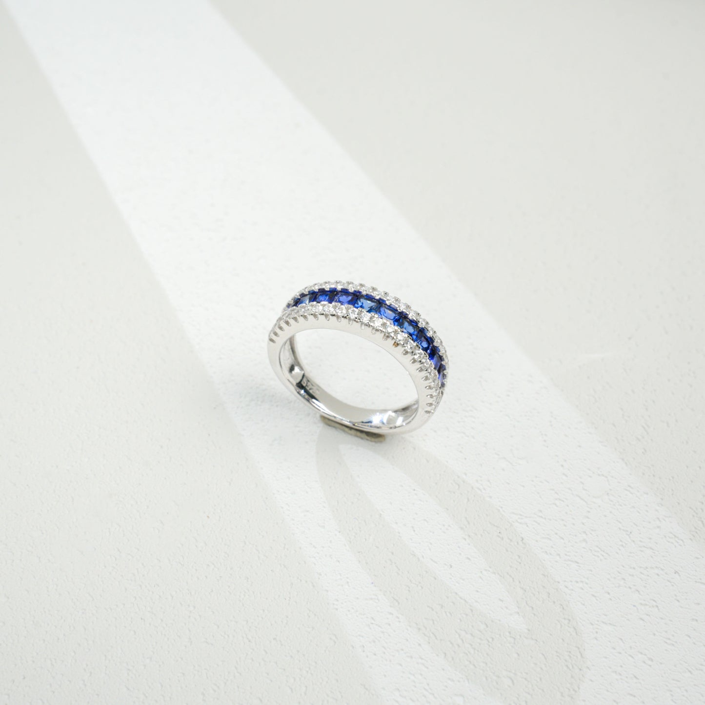 Couple Rings S925 Sterling Silver Pave Lab Sapphire Full Diamond, Business - Photo 3