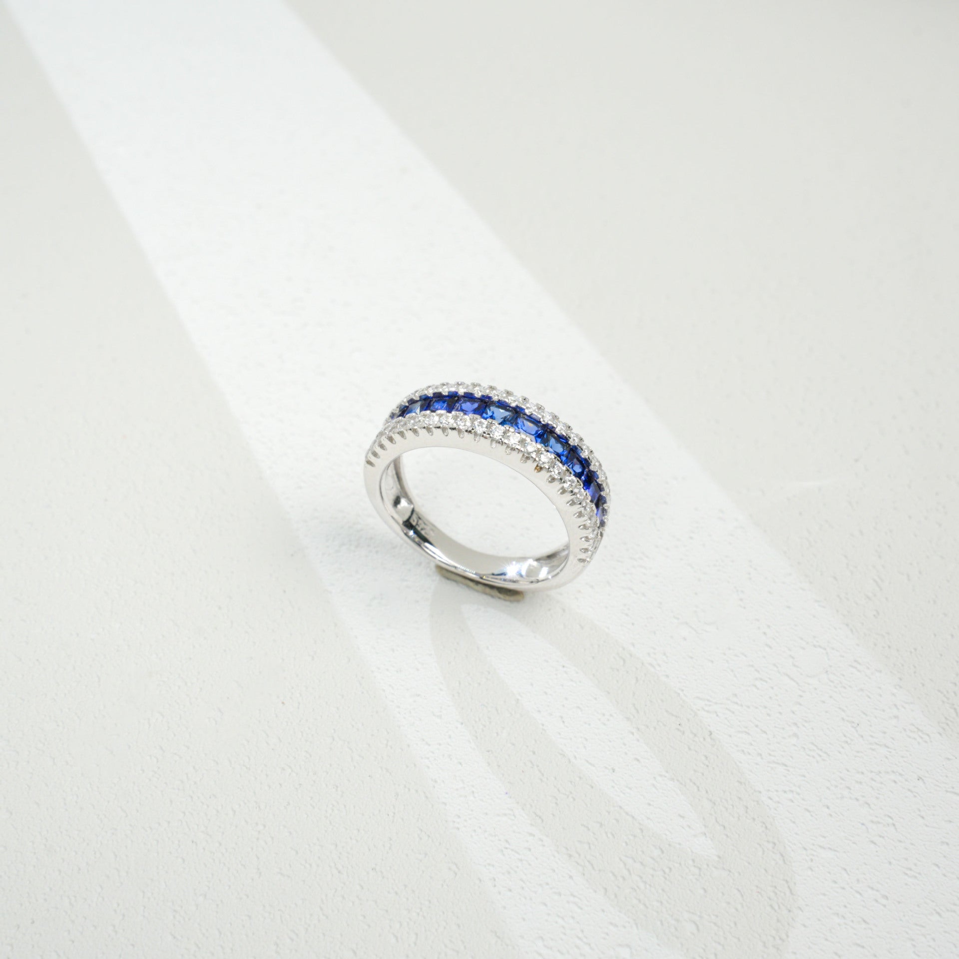 Couple Rings S925 Sterling Silver Pave Lab Sapphire Full Diamond, Business - Photo 3