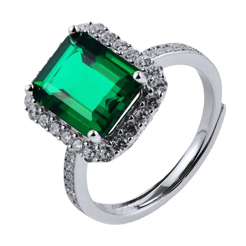 S925 Silver Emerald Elegant Refined Ring for Women - Photo 5