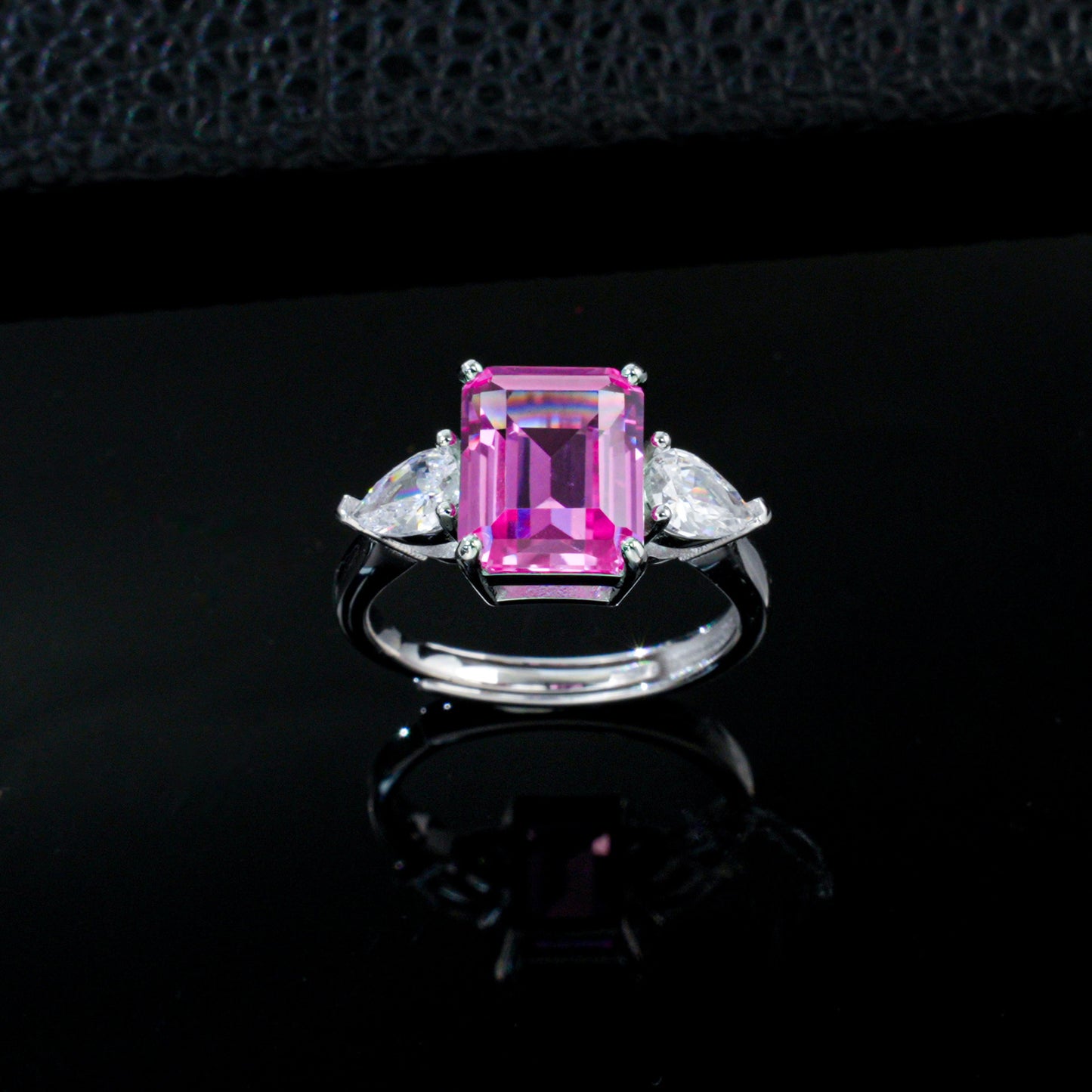 925 Sterling Silver Lab Padparadscha Designer Ring, Minimalist - Photo 2