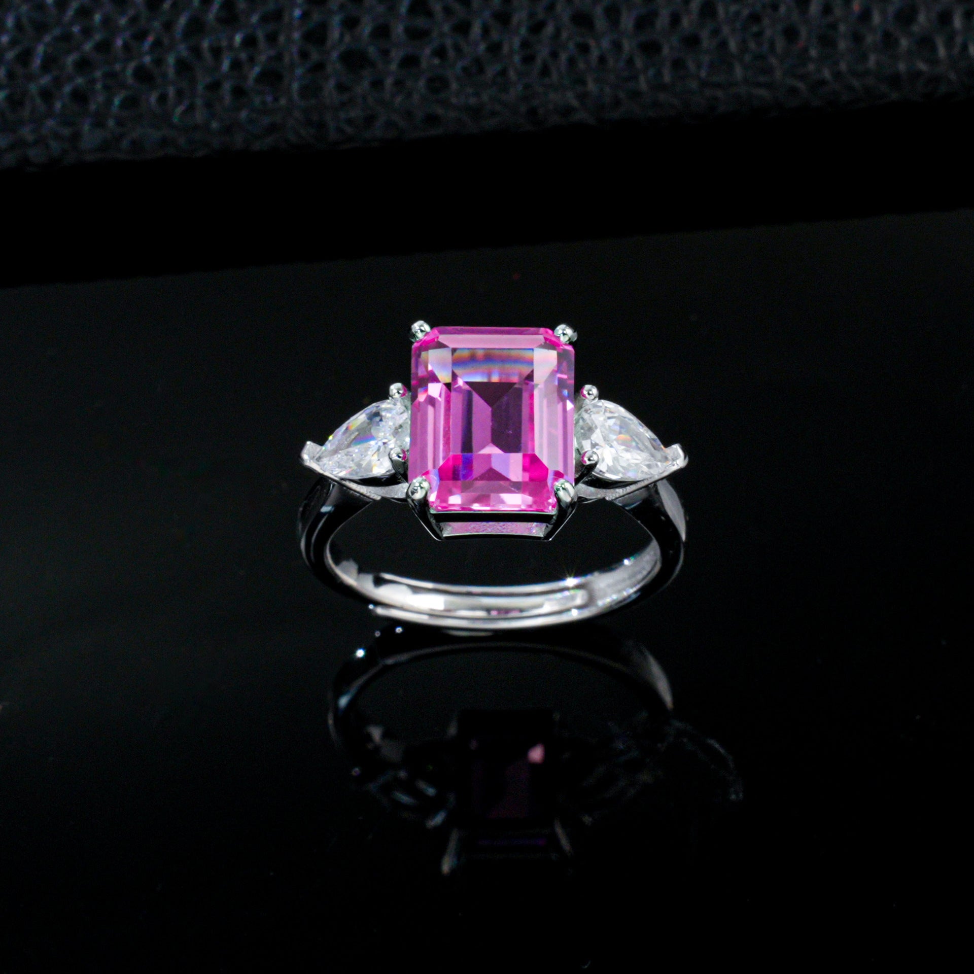 925 Sterling Silver Lab Padparadscha Designer Ring, Minimalist - Photo 2