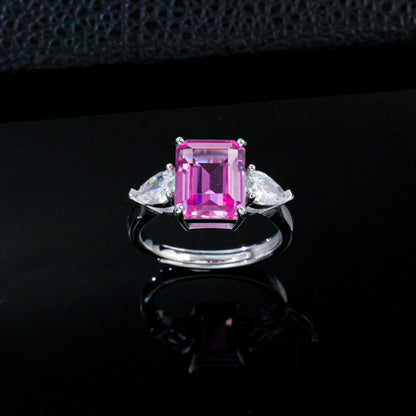 925 Sterling Silver Lab Padparadscha Designer Ring, Minimalist - Photo 2