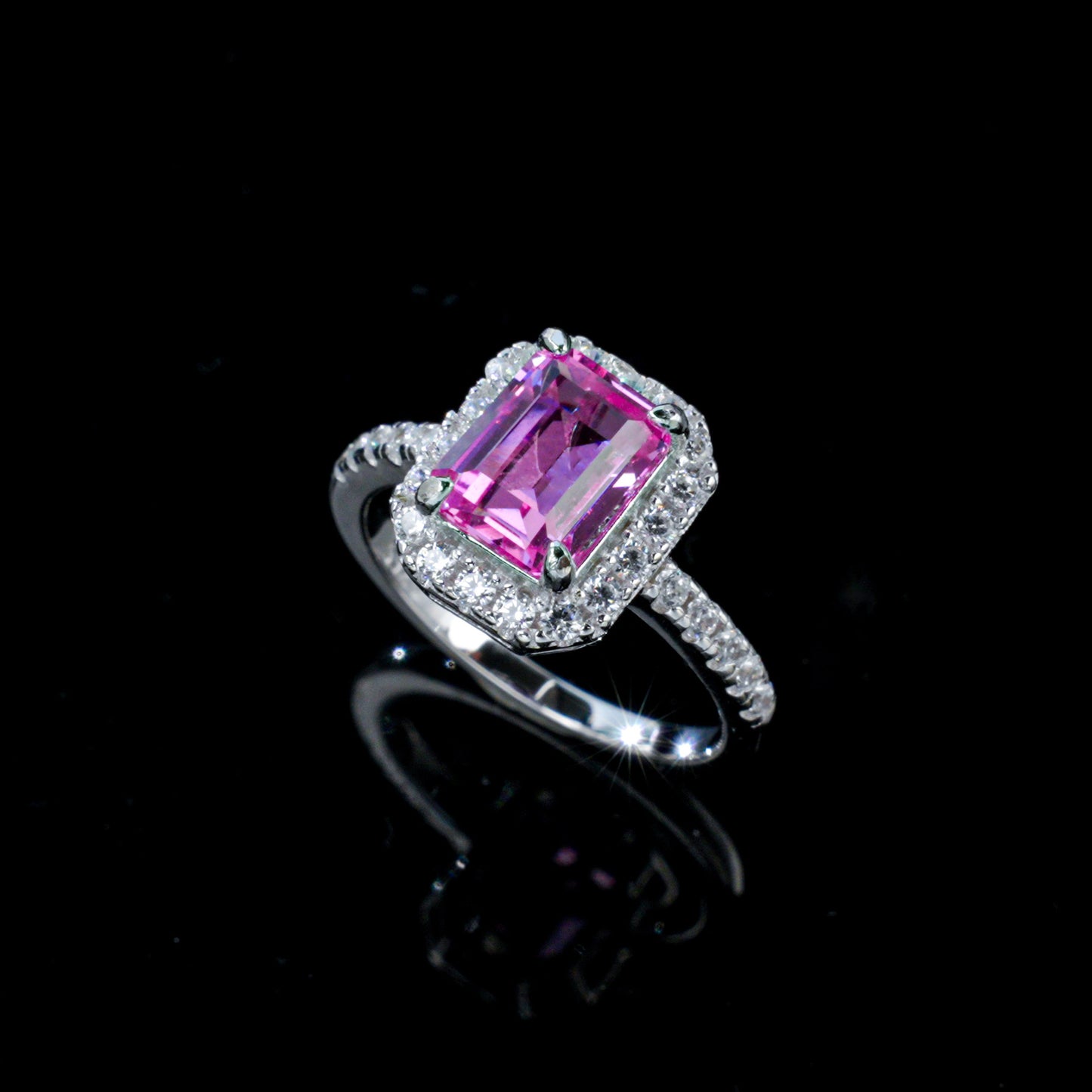 Padparadscha Pink Sapphire Ring 925 Silver, Lab Gemstone Design - Photo 1